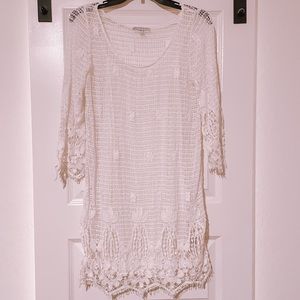 White Long Sleeve Crochet Lace Mini Dress